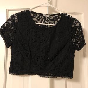 Black lace crop top